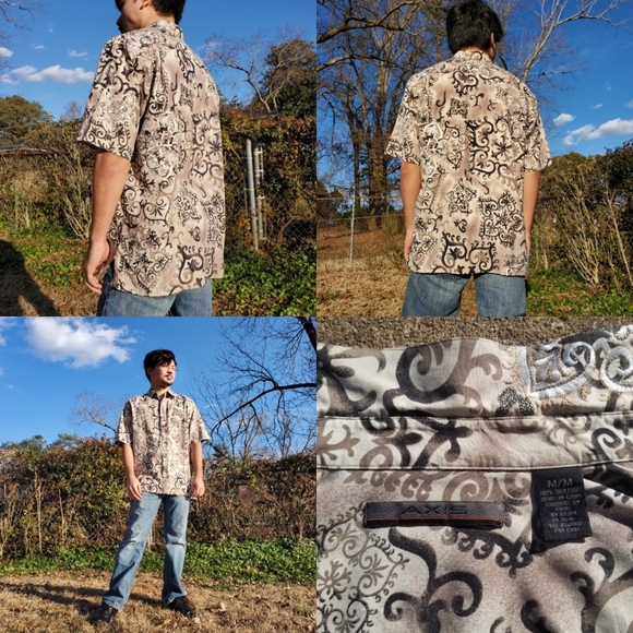 Silk Short-Sleeve Button-Up by Axis - Picture 3 of 4